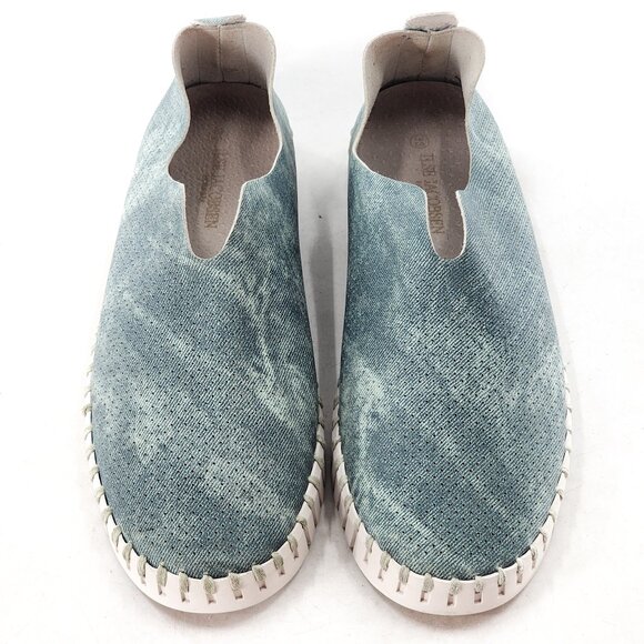 ILSE JACOBSEN Denim Tulip Flats Bleached Comfort Shoes Removable Insole - Picture 3 of 9